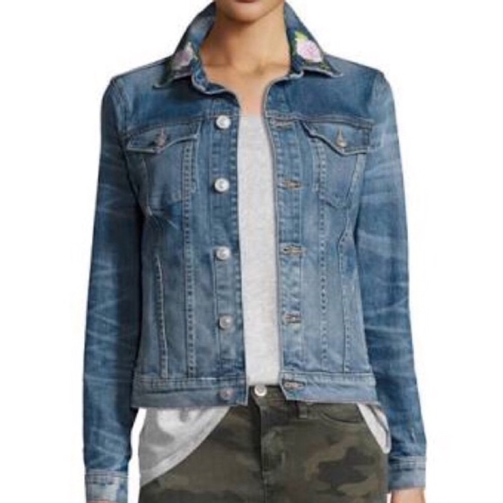⚡️FLASH SALE!✨ ✨NEW✨ Hudson 🌸 Floral Embroidered 🌺 Denim Jacket in size XS! - Picture 4 of 8